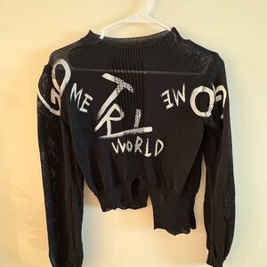 Dispark Black Graphic Long Sleeve Top